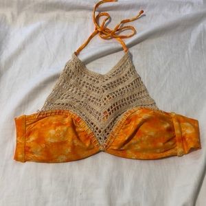 Altar’d State crochet tie dye halter swim top size small